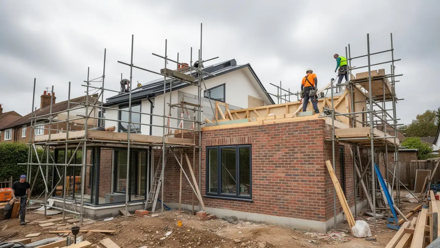 Builders working in Perton